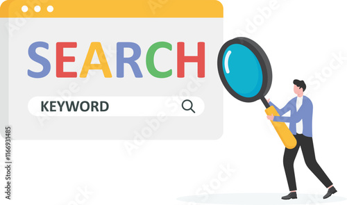 businessmen use tablets to search for keywords on search engines. Keyword research and seo concept.

