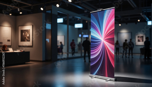 Wallpaper Mural Modern art pull-up banner illuminated in exhibition hall, creativity Torontodigital.ca