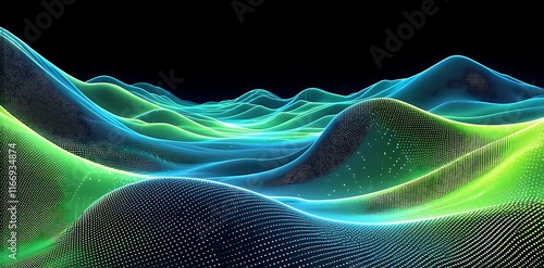 Abstract Green Blue Digital Landscape Background