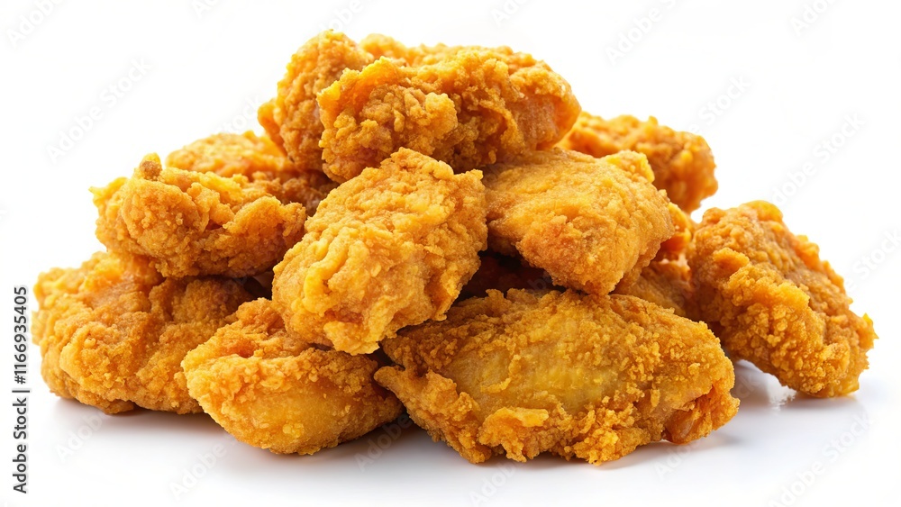 Crispy Fried Chicken Nuggets, Isolated on Background Crispy Fried Chicken Nuggets, Isolated on Background