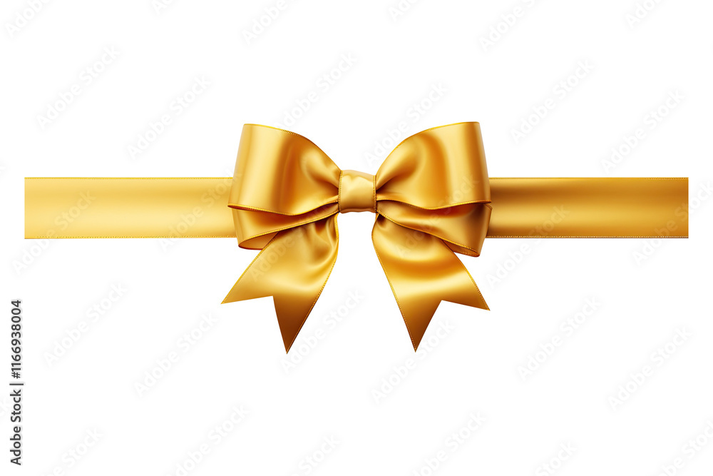 Gold bow and ribbon shiny satin for invitation, greeting card Gold bow and ribbon shiny satin for invitation, greeting card