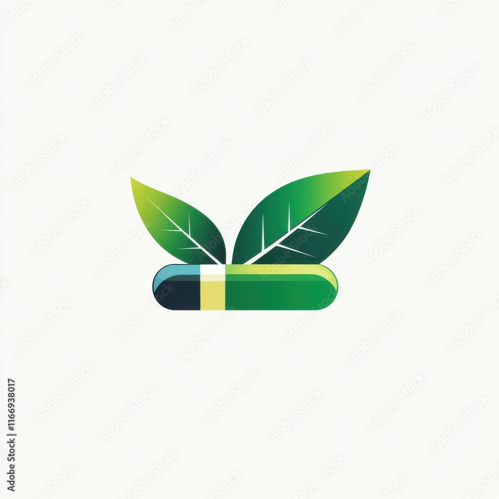 A green capsule nestled between two vibrant leaves, symbolizing natural health and wellness. A green capsule nestled between two vibrant leaves, symbolizing natural health and wellness.