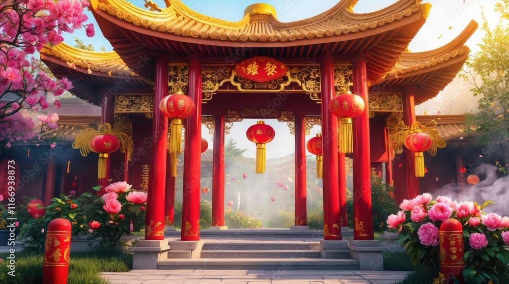 Fototapeta premium vibrant chinese new year celebration theme