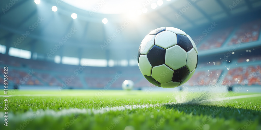 Fototapeta premium soccer ball close-up at the match