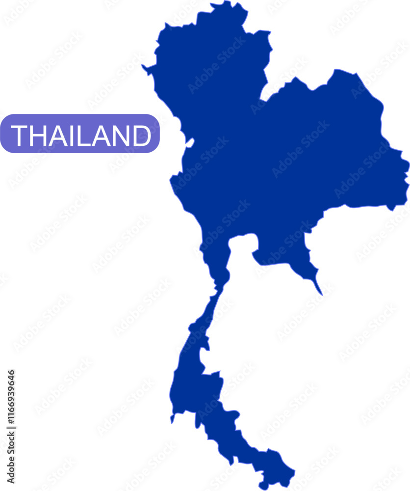 Maps of Thailand outline in solid color Maps of Thailand outline in solid color