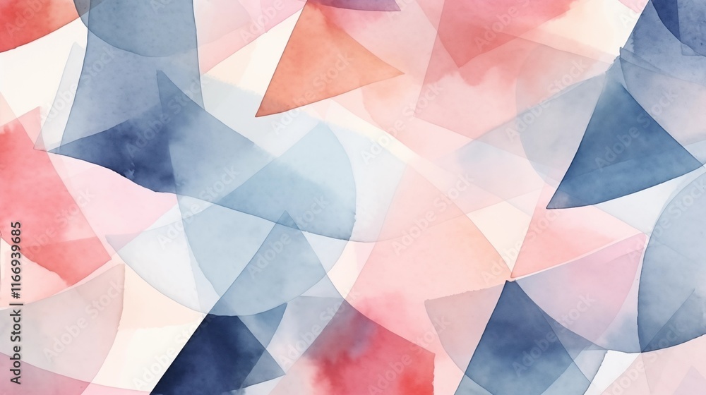 Fototapeta premium Abstract Watercolor Seamless Pattern with Geometric Background. Ai Generative
