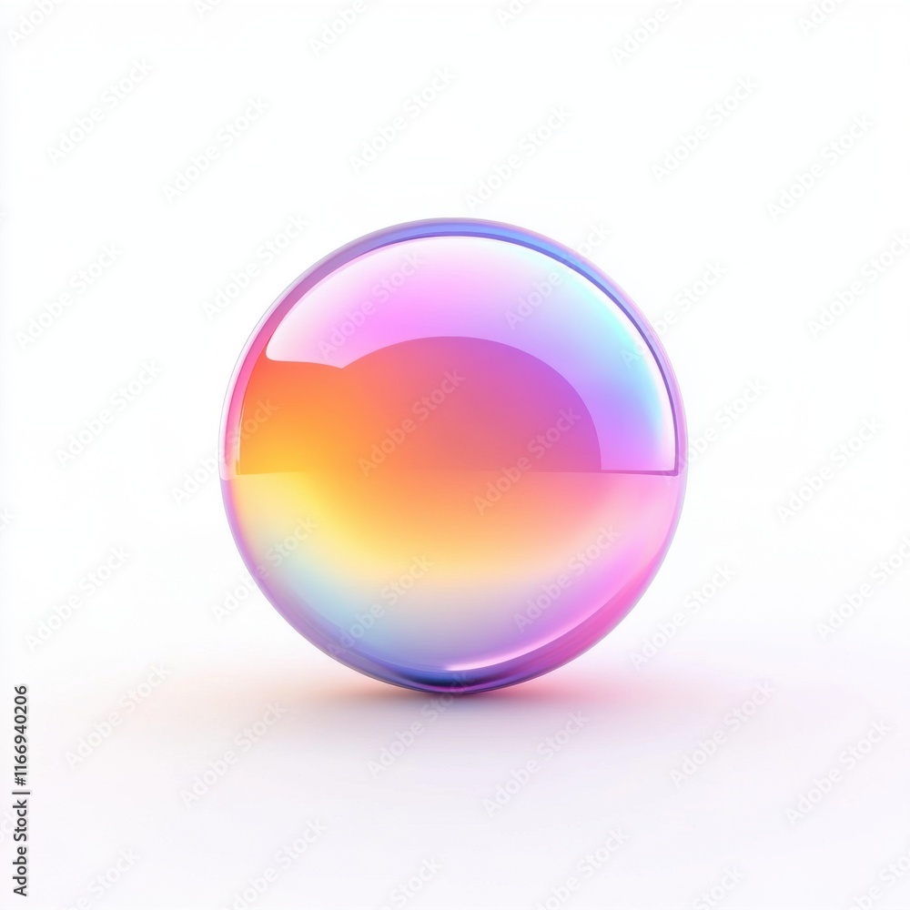 A mesmerizing iridescent sphere reflecting vibrant colors in soft light. A mesmerizing iridescent sphere reflecting vibrant colors in soft light.