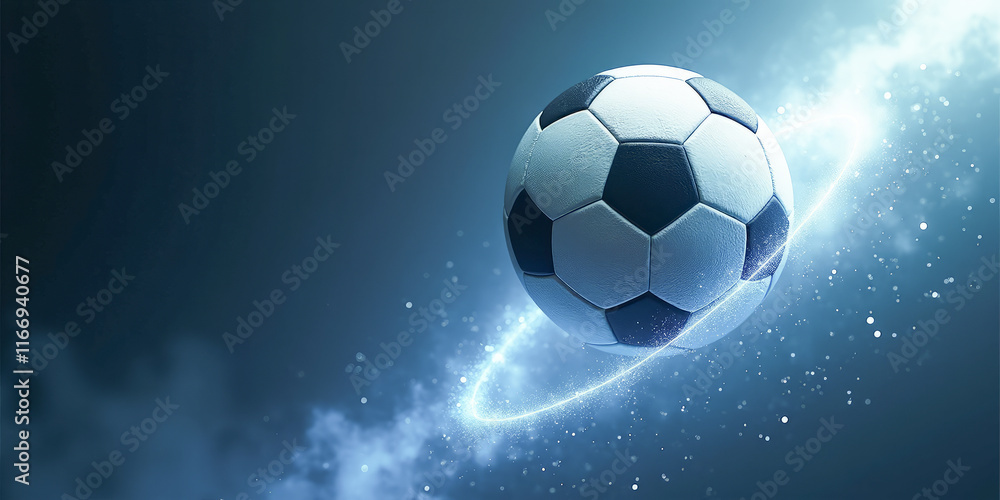 Fototapeta premium soccer ball in space close-up on the background of planet earth