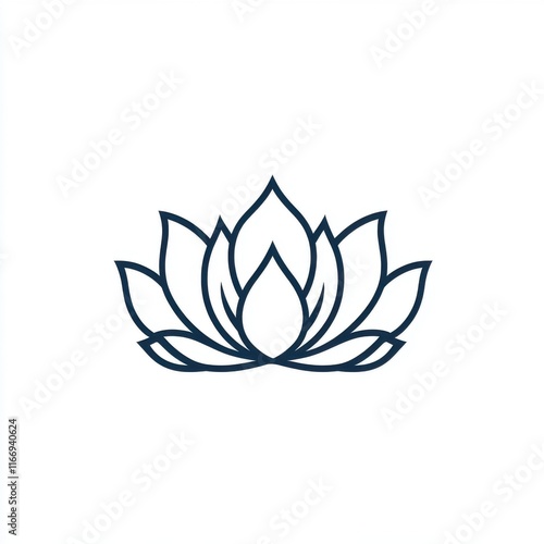 Elegant lotus flower illustration in a minimalist style, conveying tranquility and beauty.