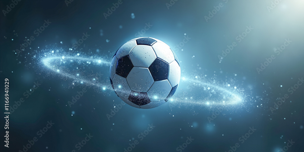 Naklejka premium soccer ball in space close-up on the background of planet earth