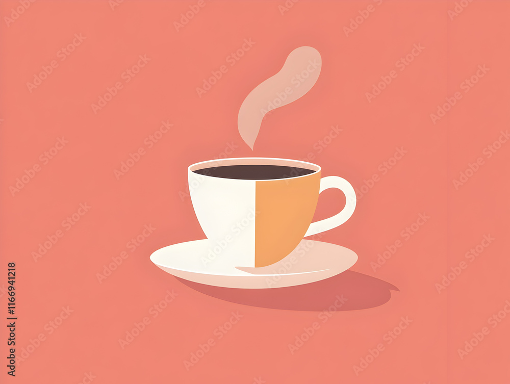 Obraz premium Coffee cup illustrating warmth relaxation digital art soft color palette