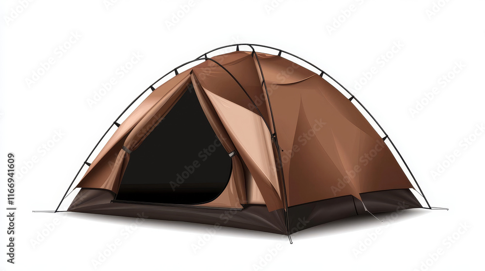 Dome shape tourists tent isolated brown camping house realistic icon. Vector contemporary home on nature, hiking sport and tourists marque, outdoor shelter. Travel picnic campsite awning to sleep in Dome shape tourists tent isolated brown camping house realistic icon. Vector contemporary home on nature, hiking sport and tourists marque, outdoor shelter. Travel picnic campsite awning to sleep in