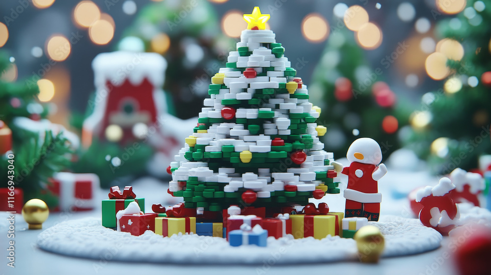 Christmas holiday greeting card with fir wreath and snow, vector. Jingle bells and gift box, toys and gingerbread house, decorations for Xmas tree and socks. Sack of presents and snowflakes Christmas holiday greeting card with fir wreath and snow, vector. Jingle bells and gift box, toys and gingerbread house, decorations for Xmas tree and socks. Sack of presents and snowflakes
