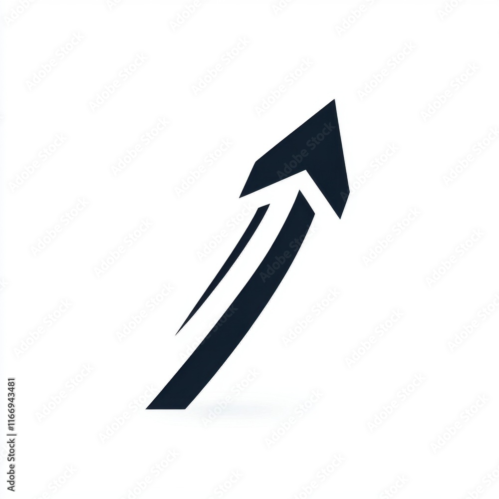 Stylized black arrow symbolizing growth and upward movement on a minimalistic white background.