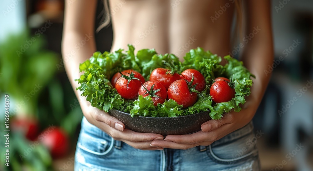 Fresh vegetables in a bowl held by a person. Fresh vegetables in a bowl held by a person.