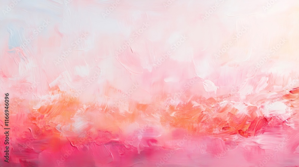 Fototapeta premium Pastel peach and pink venetian plaster wall creating a dreamy background