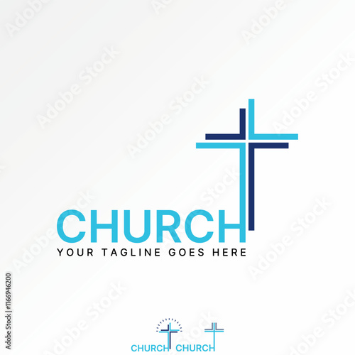 Logo design graphic concept creative premium vector stock image graphic word text Church christian cross symbol font to monogram typography religion