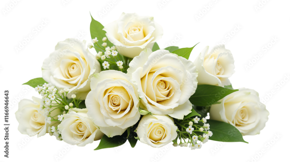 White Roses Bouquet Isolated on a Transparent Background. White Roses Bouquet Isolated on a Transparent Background.