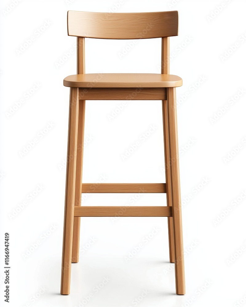 Modern Wooden Bar Stool with Simple Design and Natural Finish Modern Wooden Bar Stool with Simple Design and Natural Finish