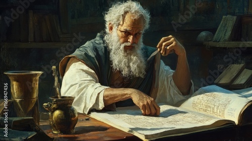 A depiction of an infinite series or a mathematical paradox using symbolic imagery.