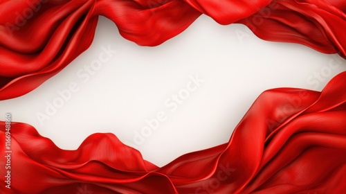 A beautiful arrangement of flowing red fabric creates a striking frame against a neutral background, evoking elegance and warmth.
