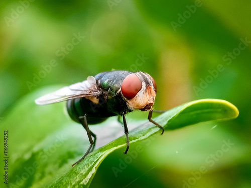 Cochliomyia hominivorax, the New World screw-worm fly, or screw-worm for short, is a species of parasitic fly that is well known for the way in which its larvae (maggots) eat the living tissue photo