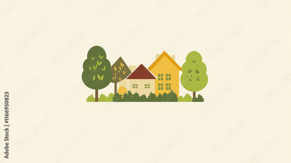 Green eco home icon of house and trees for real estate and construction company. Vector isolated flat symbol of house garden for urban and city nature landscaping design association Green eco home icon of house and trees for real estate and construction company. Vector isolated flat symbol of house garden for urban and city nature landscaping design association