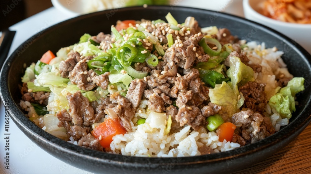 Beef Fried Rice with Sesame Garnish Beef Fried Rice with Sesame Garnish