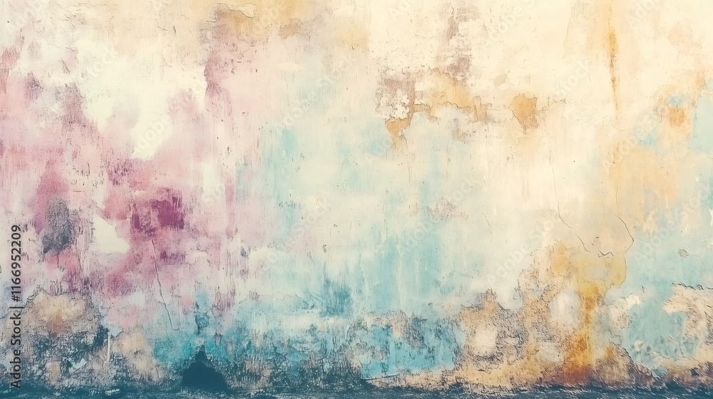 Obraz premium Pastel coral venetian plaster wall showing aging and wear creating a vintage background