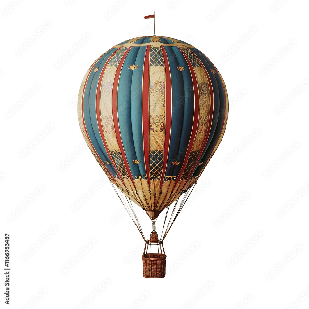 Obraz premium a colorful hot air balloon flying against a light blue sky PNG image, PNG file, Generative art.