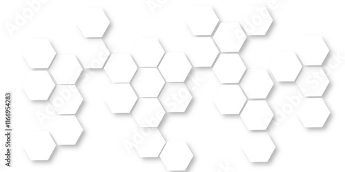 White Hexagonal Background. Luxury White Pattern. Vector Illustration. hexagon abstract background. Surface polygon pattern with glowing hexagon paper texture and futuristic business.	
