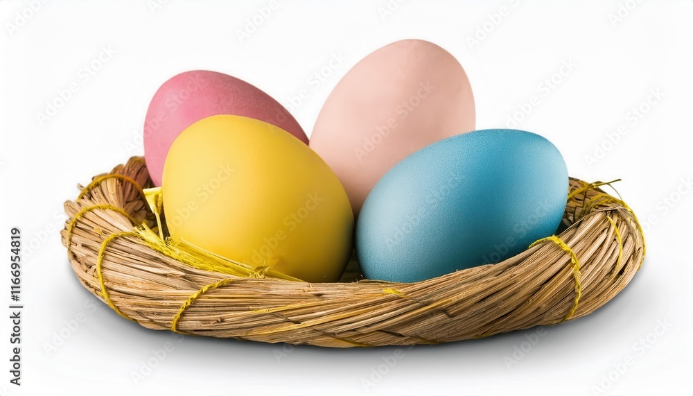 Vibrant Easter Basket with Colorful Painted Eggs. Blue, Yellow, Pink, and Peach Tones in a Natural Straw Nest. Perfect for Easter Celebrations, Spring Decorations, and Festive Inspirations 2025 Vibrant Easter Basket with Colorful Painted Eggs. Blue, Yellow, Pink, and Peach Tones in a Natural Straw Nest. Perfect for Easter Celebrations, Spring Decorations, and Festive Inspirations 2025