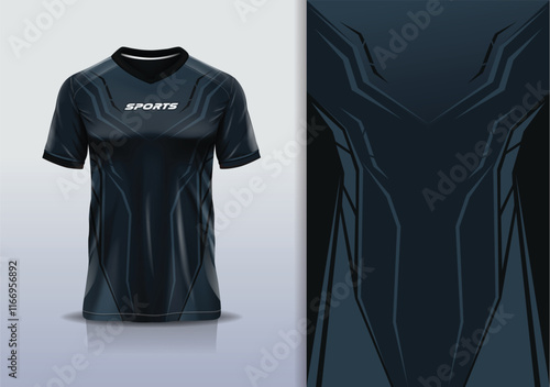Sport jersey design template mockup sharp line for football soccer, running, esports, gray black color