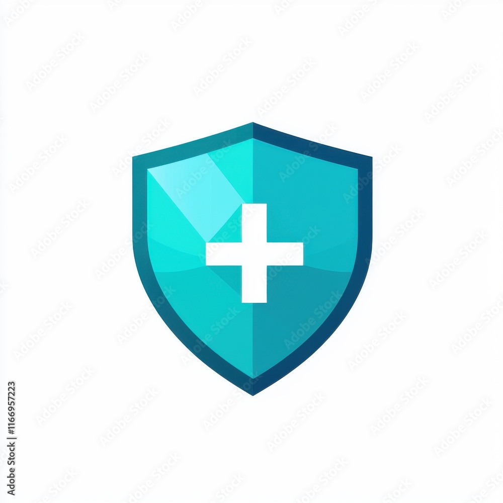 Stylized blue shield with a white cross, symbolizing security and protection. Stylized blue shield with a white cross, symbolizing security and protection.