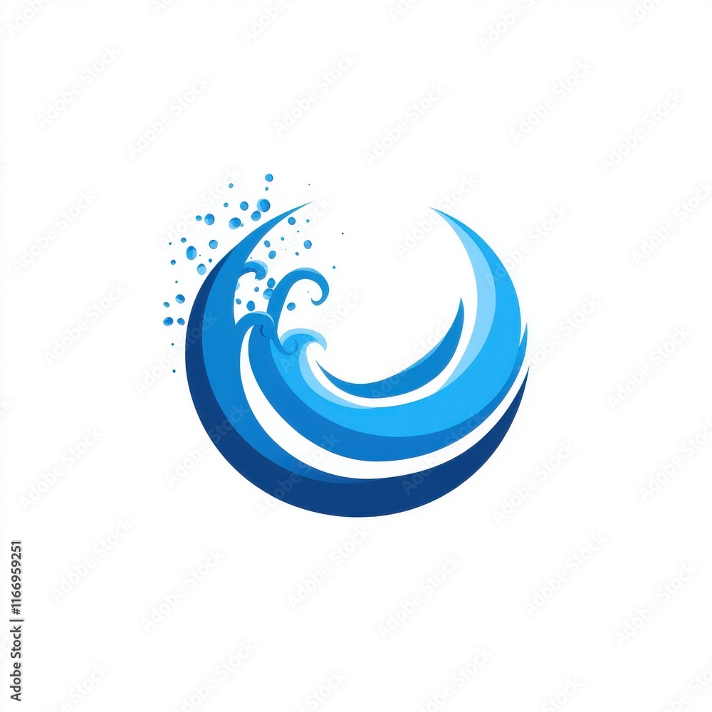 Naklejka premium Stylized wave design in various shades of blue, symbolizing motion and energy.