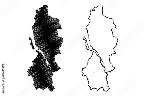 Lecco province (Italy, Italian Republic, Lombardy region) map vector illustration, scribble sketch Province of Lecco map