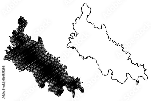 Lodi province (Italy, Italian Republic, Lombardy region) map vector illustration, scribble sketch Province of Lodi map