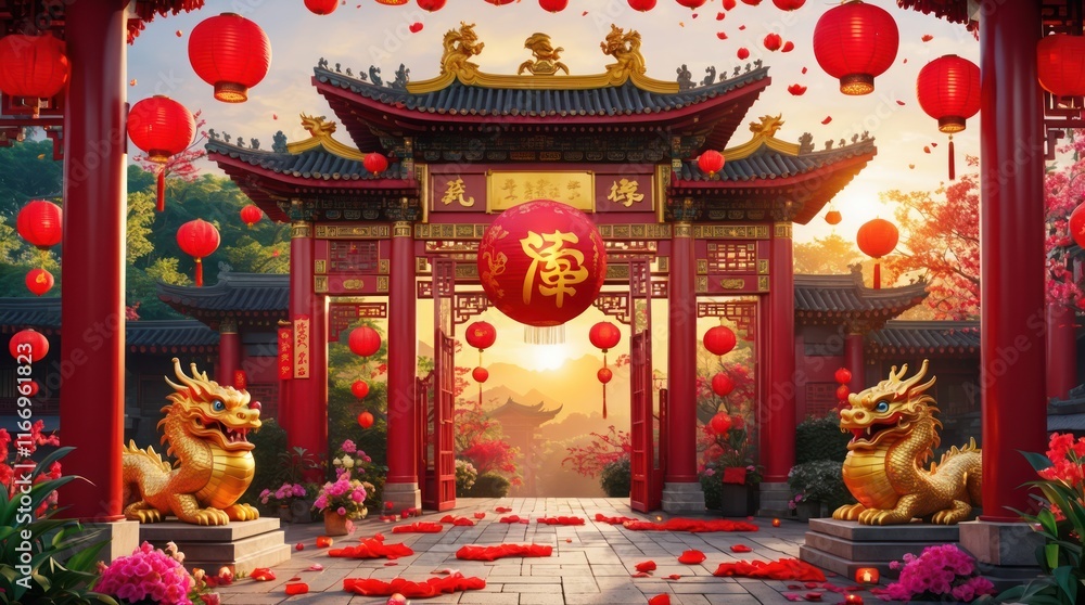 Fototapeta premium vibrant chinese new year celebration themed
