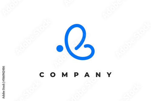 letter e and butterfly minimal logo