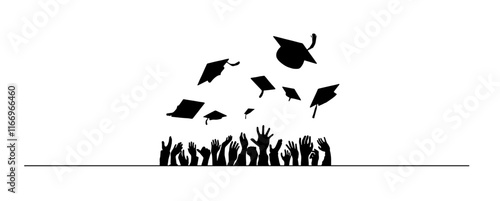 Line Art Black graduation hat diploma icon. Graduation hat and diploma web icon. Vector illustration of black student hat