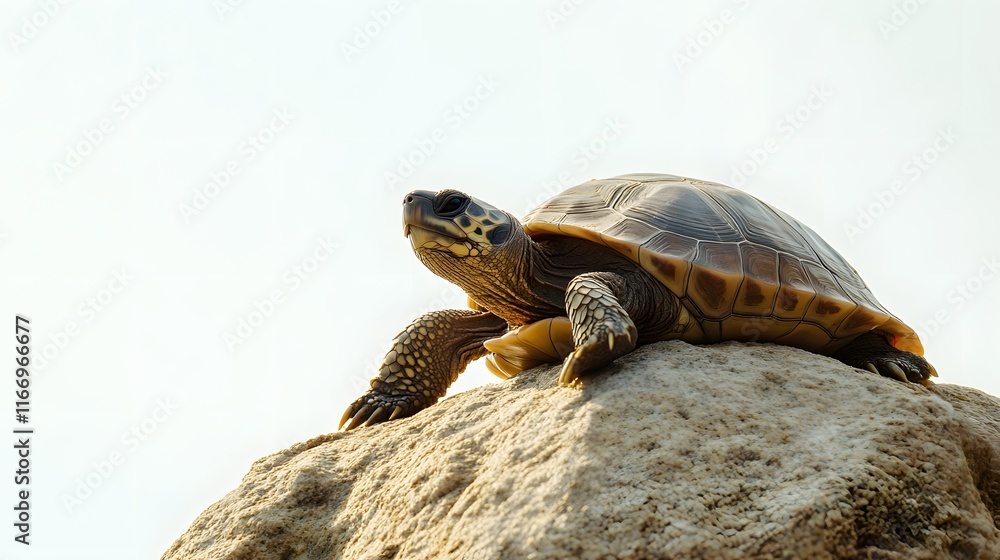 A Tortoise Perched Atop A Rocky Outcropping A Tortoise Perched Atop A Rocky Outcropping