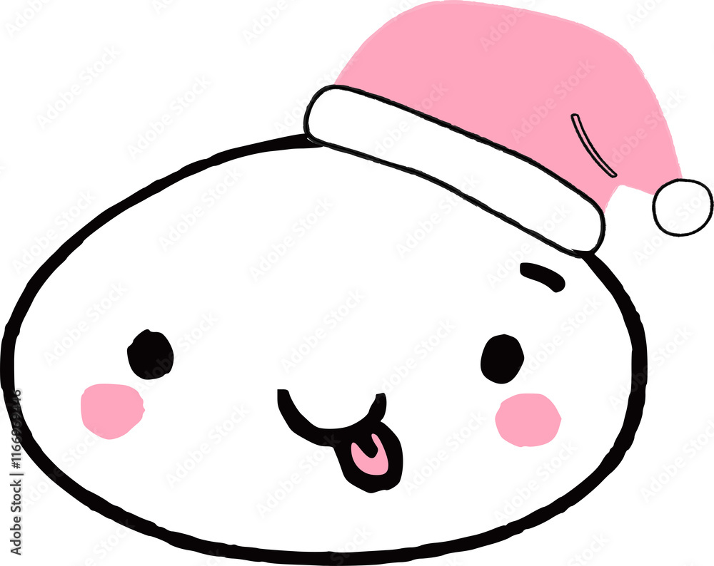 Japanese kawaii face in a New Year's hat. Japanese kawaii face in a New Year's hat.