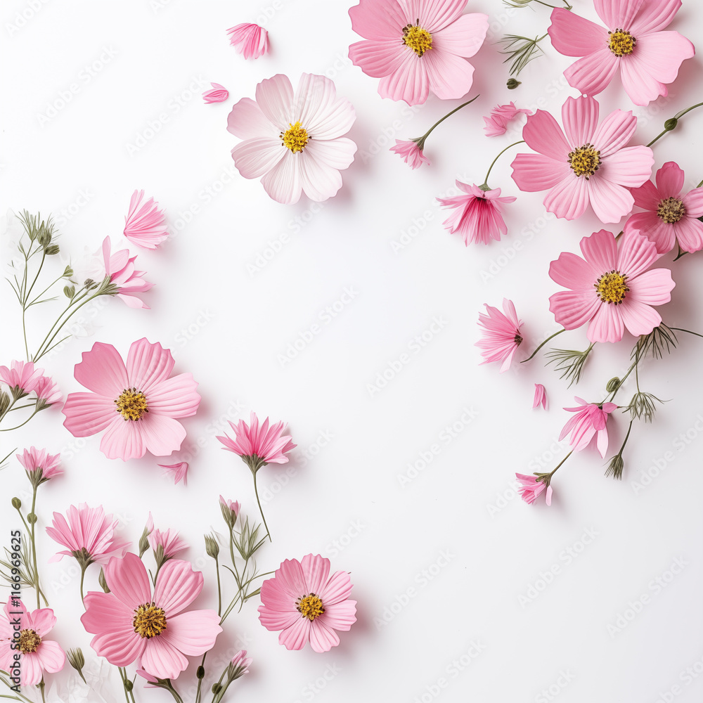 there-is-white-background-with-pink-flowers there-is-white-background-with-pink-flowers