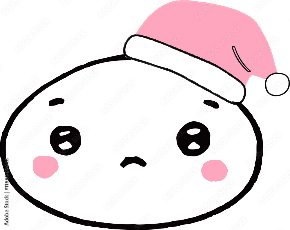 Japanese kawaii faces in New Year's hats. Japanese kawaii faces in New Year's hats.