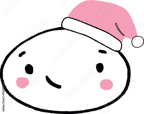 Japanese kawaii faces in New Year's hats.