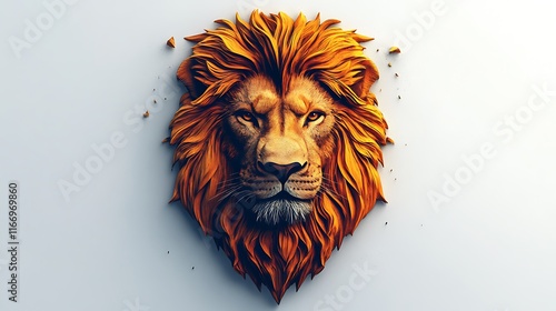 Majestic lion sculpture art gallery digital artwork studio close-up photo