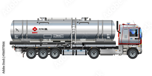 Petroleum liquid oil tanker truck semi trailer heavy cargo industries 3D vector Illustration