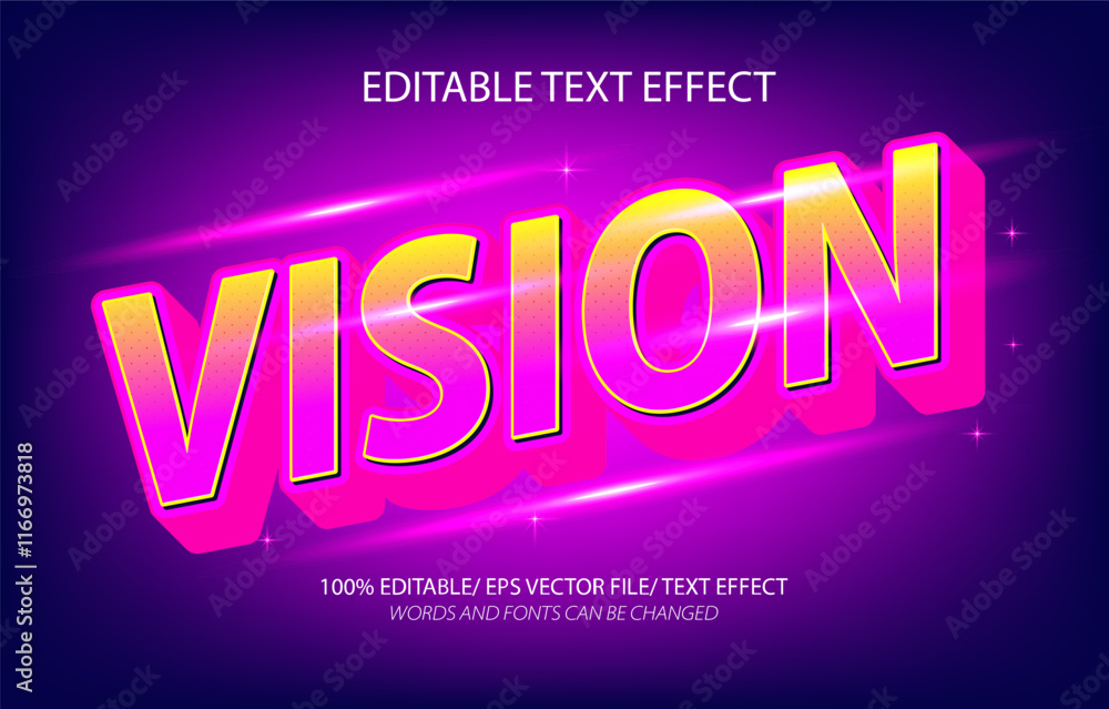 Vision editable text effect, 3D editable text template.
Vision editable text effect, 3D editable text template.