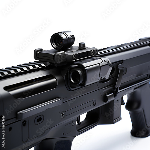 The Intricate Design and Unique Features of the FN PS90 Rifle Showcased on a Minimalist Background photo