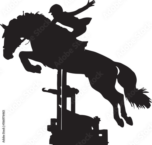 Horse Show Jumping Silhouette Vector Illustration Graphic